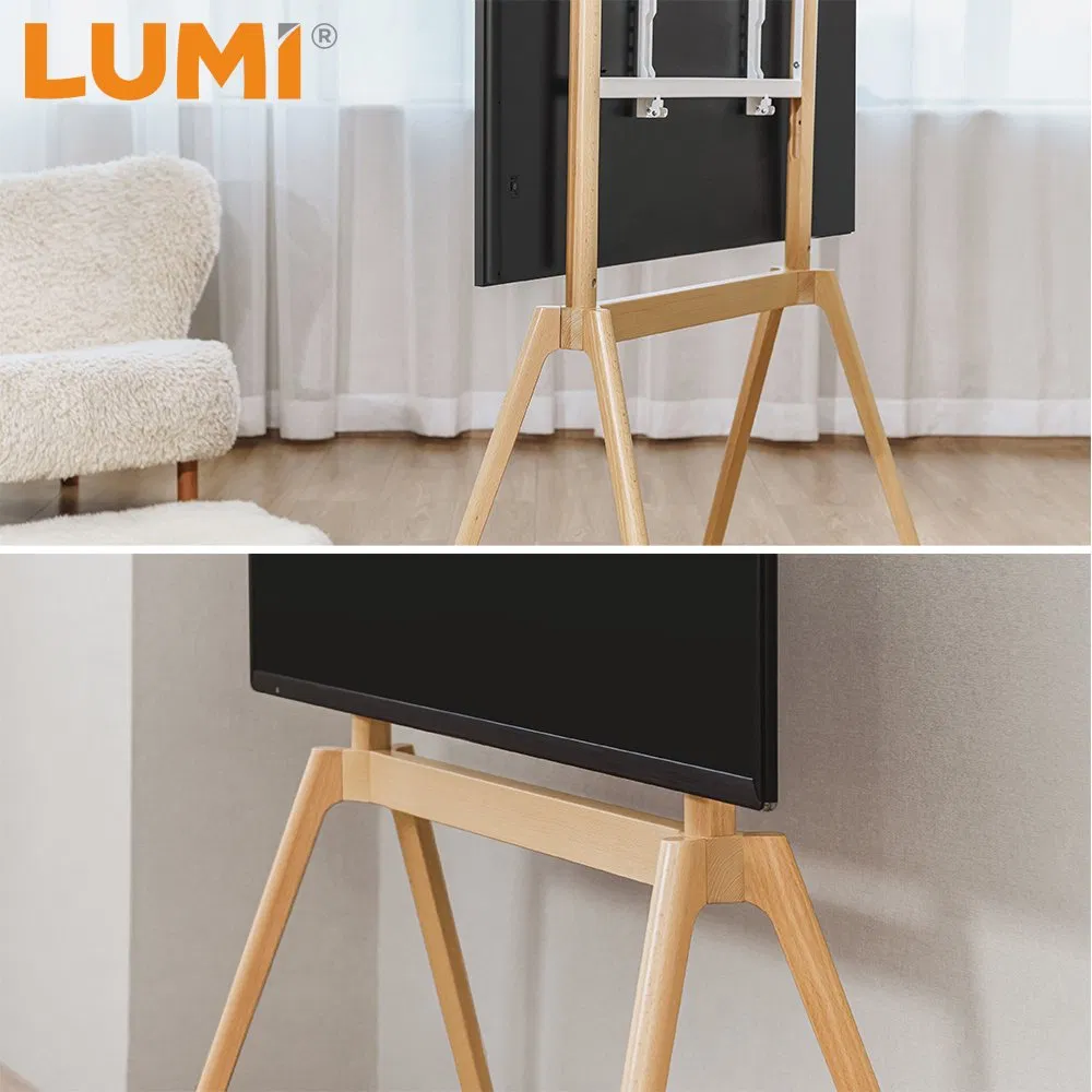 Modern Living Room Furniture Solid Wood Dark Walnut Four-Legged Easy Assembly Artistic Easel Studio TV Floor Display Stand