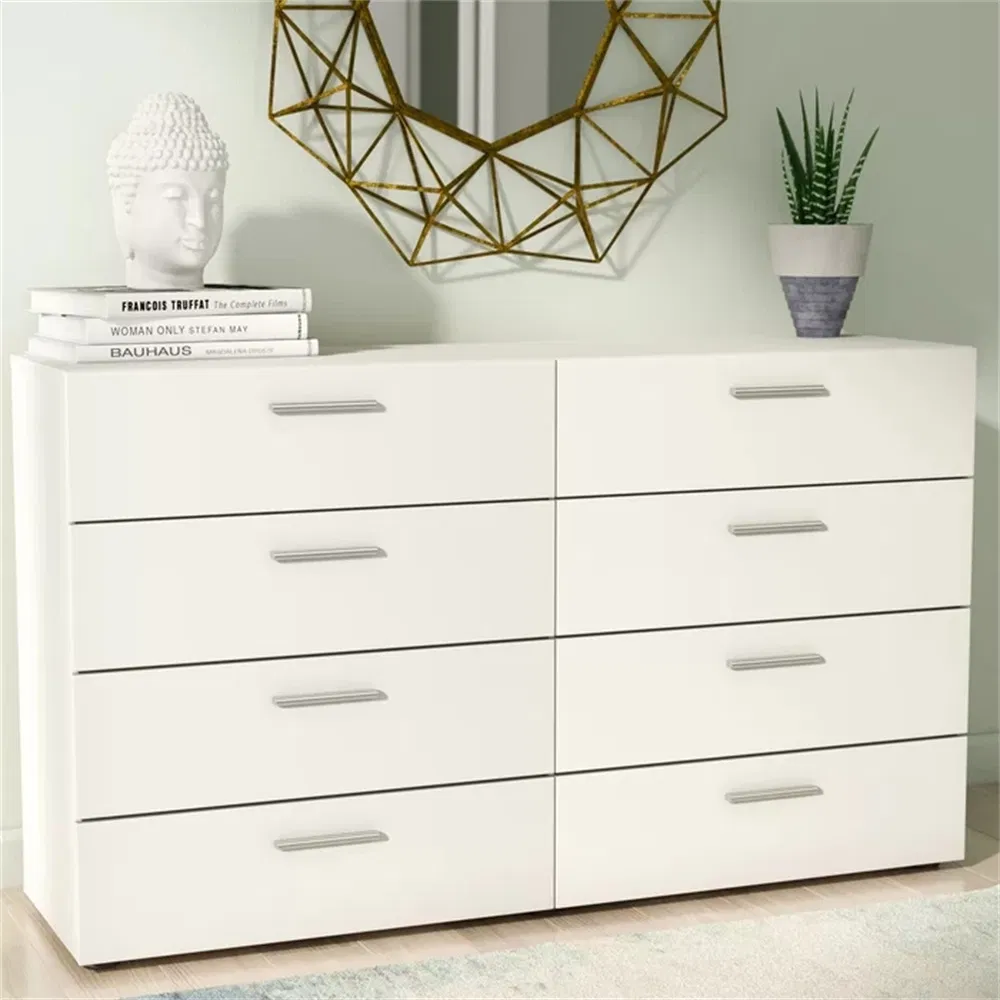 Easy to Push Wooden Home Furniture Bedroom Set White Chest of Drawers