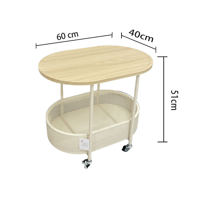 Modern Movable Storage Cart Bedside Table Side Table with Storage Basket for Living Room Bedroom