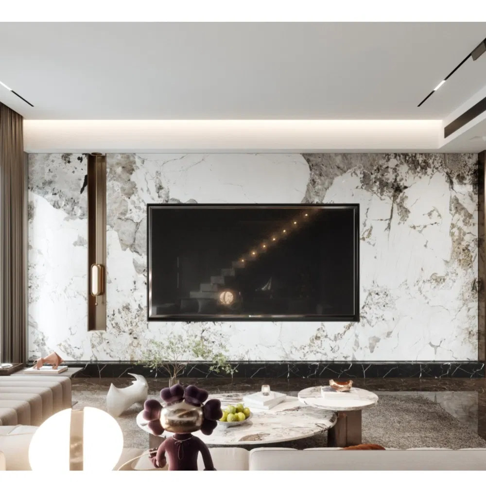 Modern Entry Living Room Furniture Custom Television Cabinet Marble TV Stand