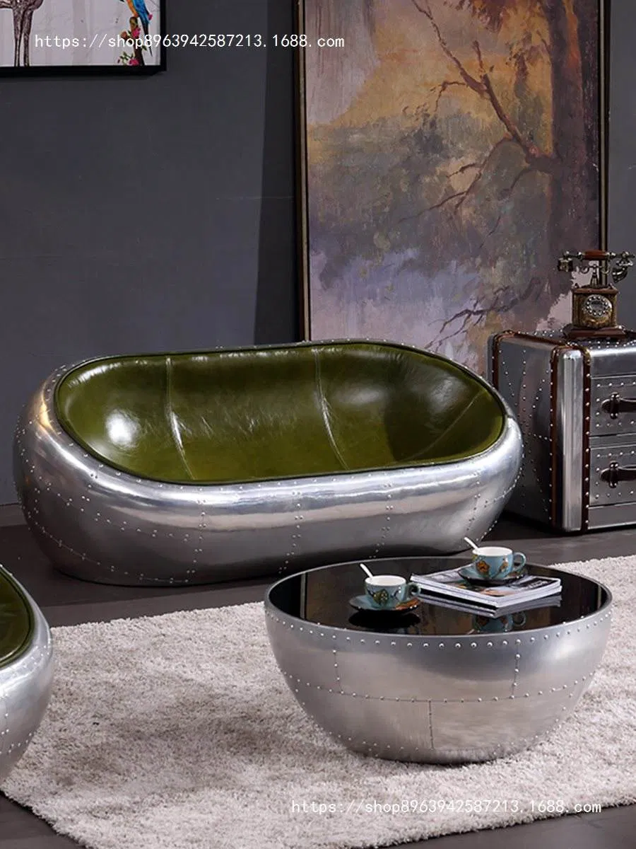 Tempered Glass Top Living Room Retro Industrial Aviator Coffee Table