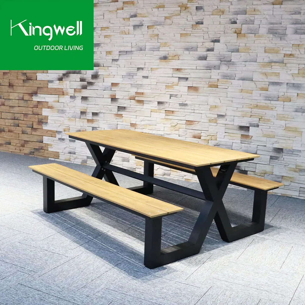 Outdoor Furniture Aluminum Plastic Wood Table and Bench for Hotel Garden Park