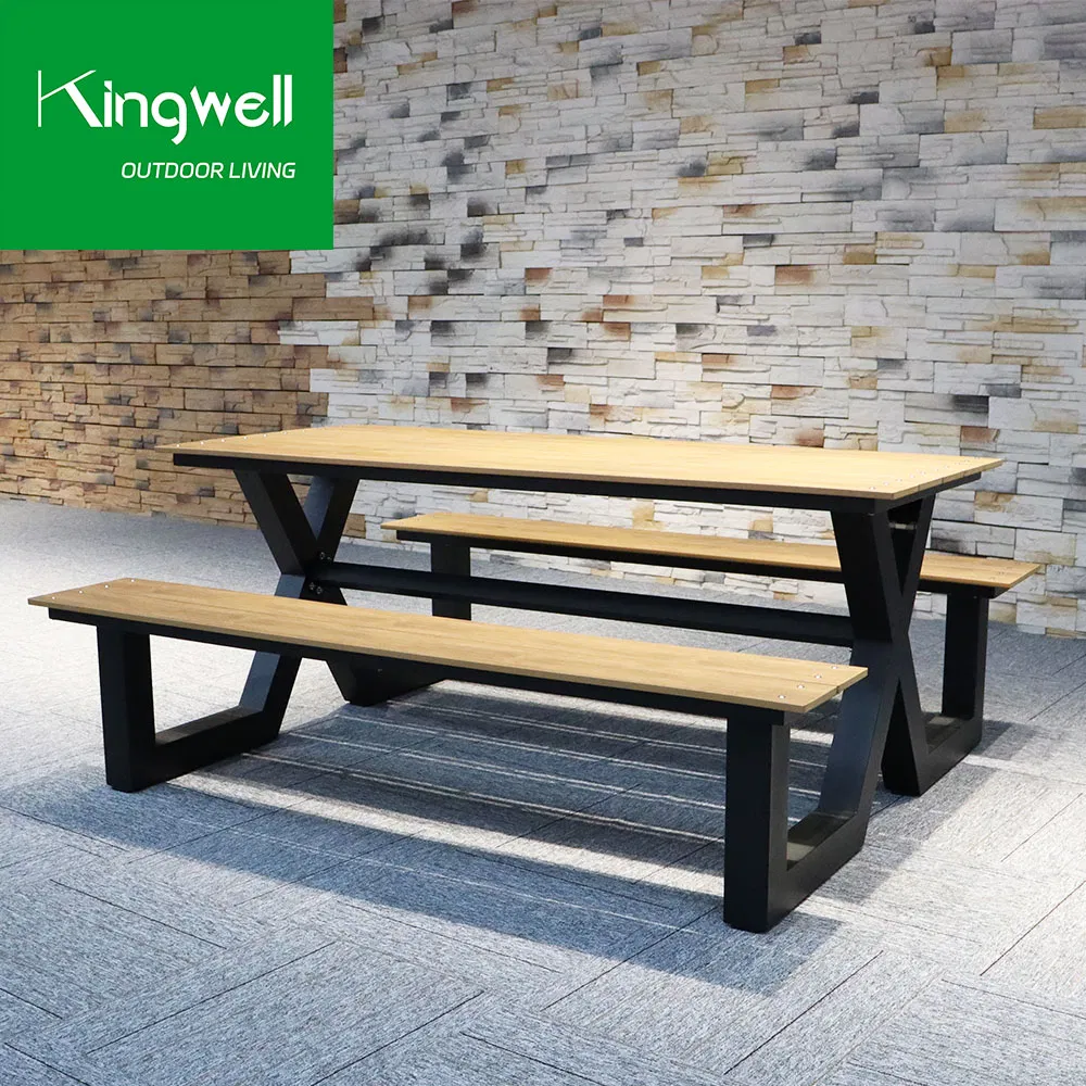Outdoor Furniture Aluminum Plastic Wood Table and Bench for Hotel Garden Park