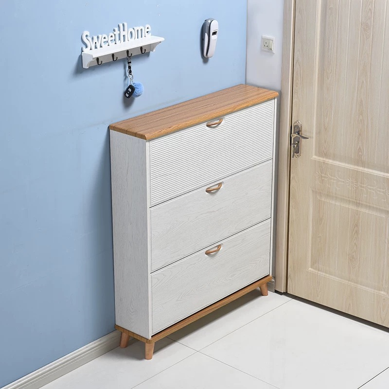 Wooden Shoe Cabinet Shoe Cupboard Nordic Morden Style for Living Room Entryway