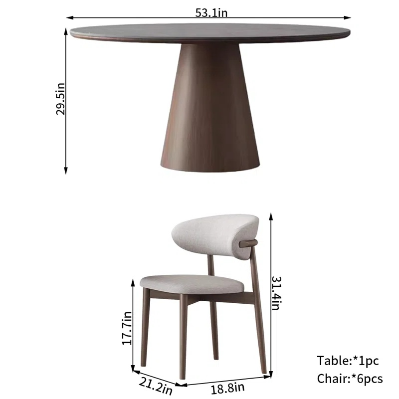 Dining Table and Chair Set Luxury Modern Wooden Texture Restaurant Home Furniture Dining Room Wooden Dining Table Set
