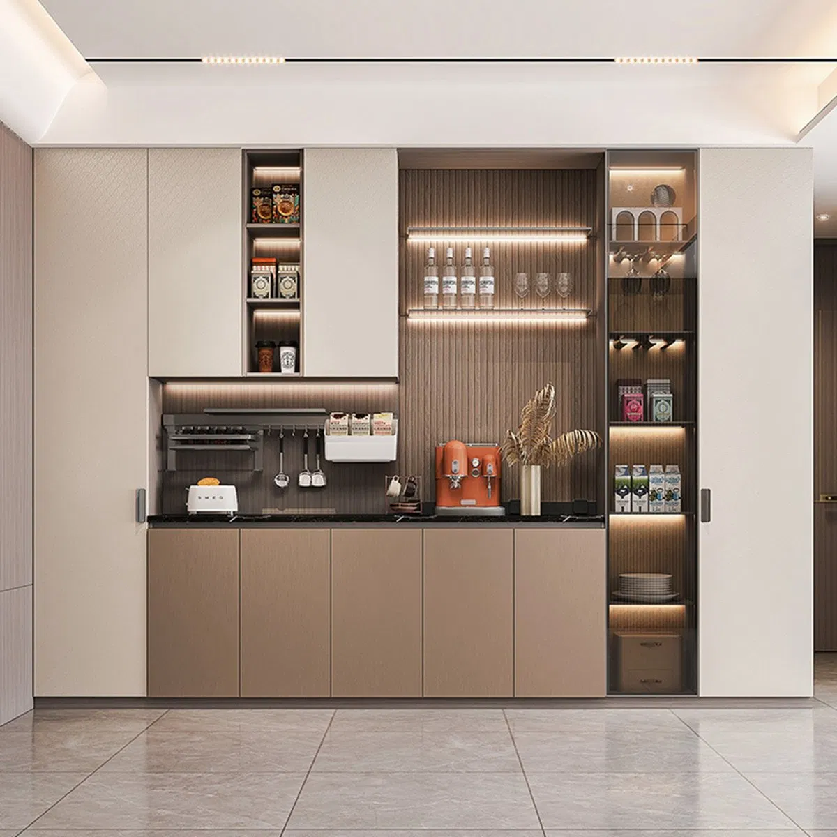 Modern Sideboard Buffet Cabinet with Storage, Farmhouse Kitchen Cabinet Buffet Table with Doors and Drawers, for Dining Room