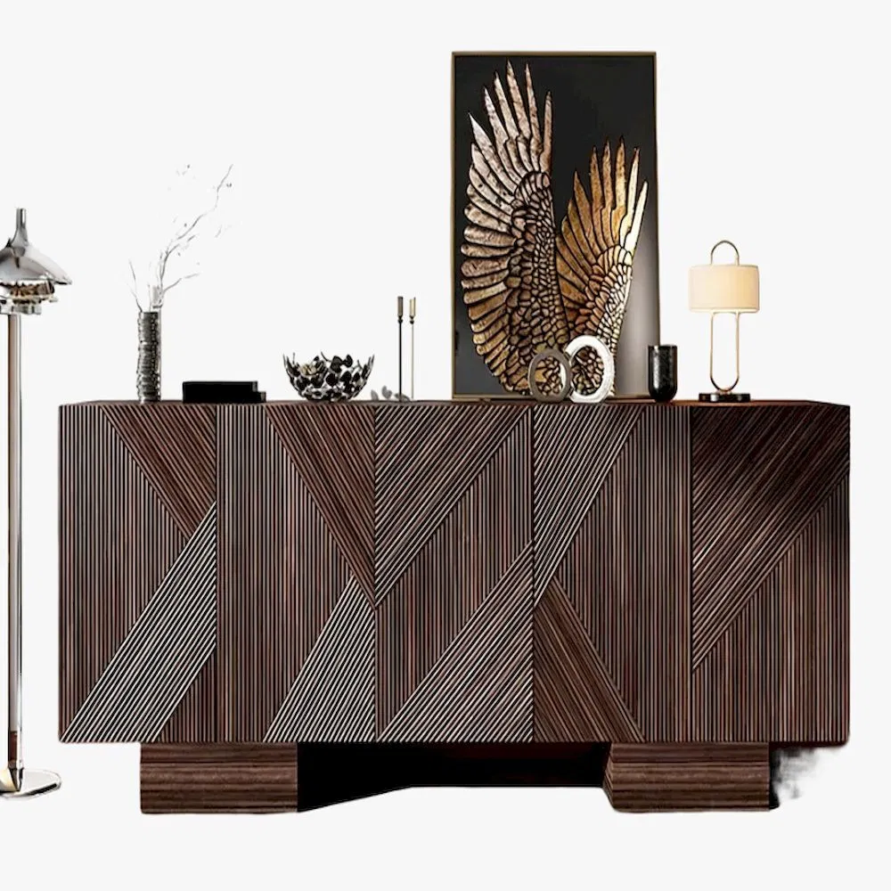 Modern Wooden TV Stand with Storage Shelves for Living Room