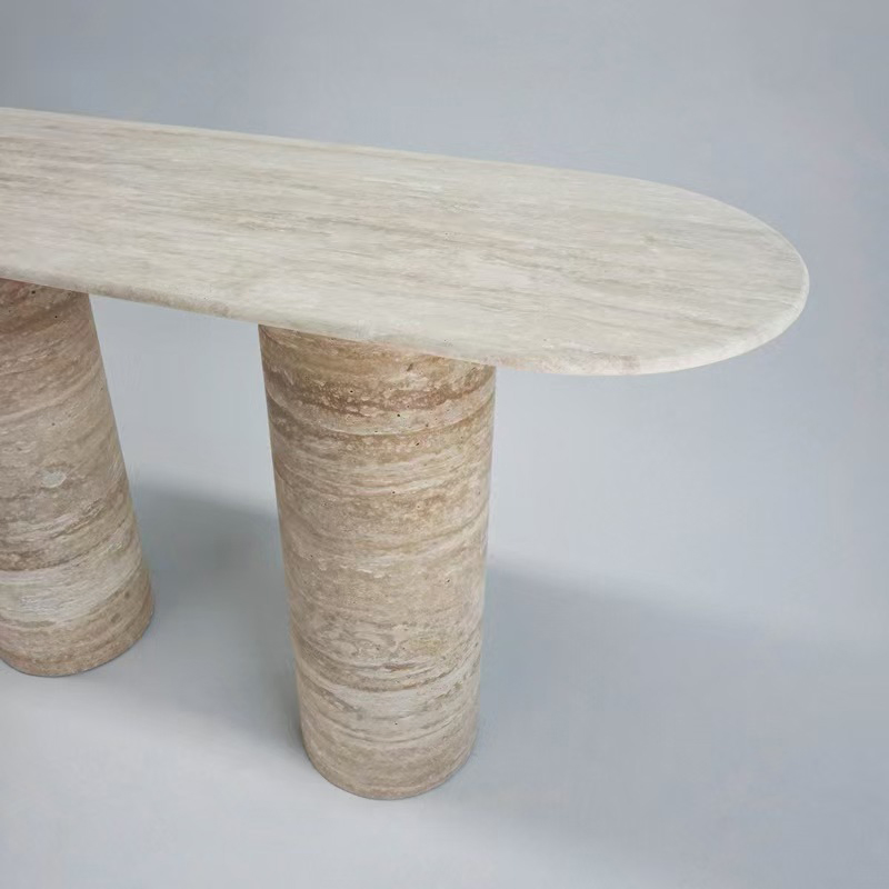 Custom Travertine Console Table Beige Travertine Entryway Table