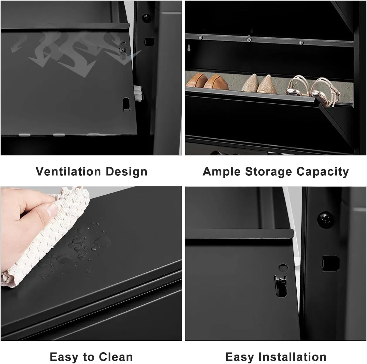 Stylish Wall-Mounted Steel Shoe Cabinet with 3 Flip Drawers Steel Shoe Cabinet with 3 Flip Drawers Wall Mount Metal Shoe Organizer for Entryway