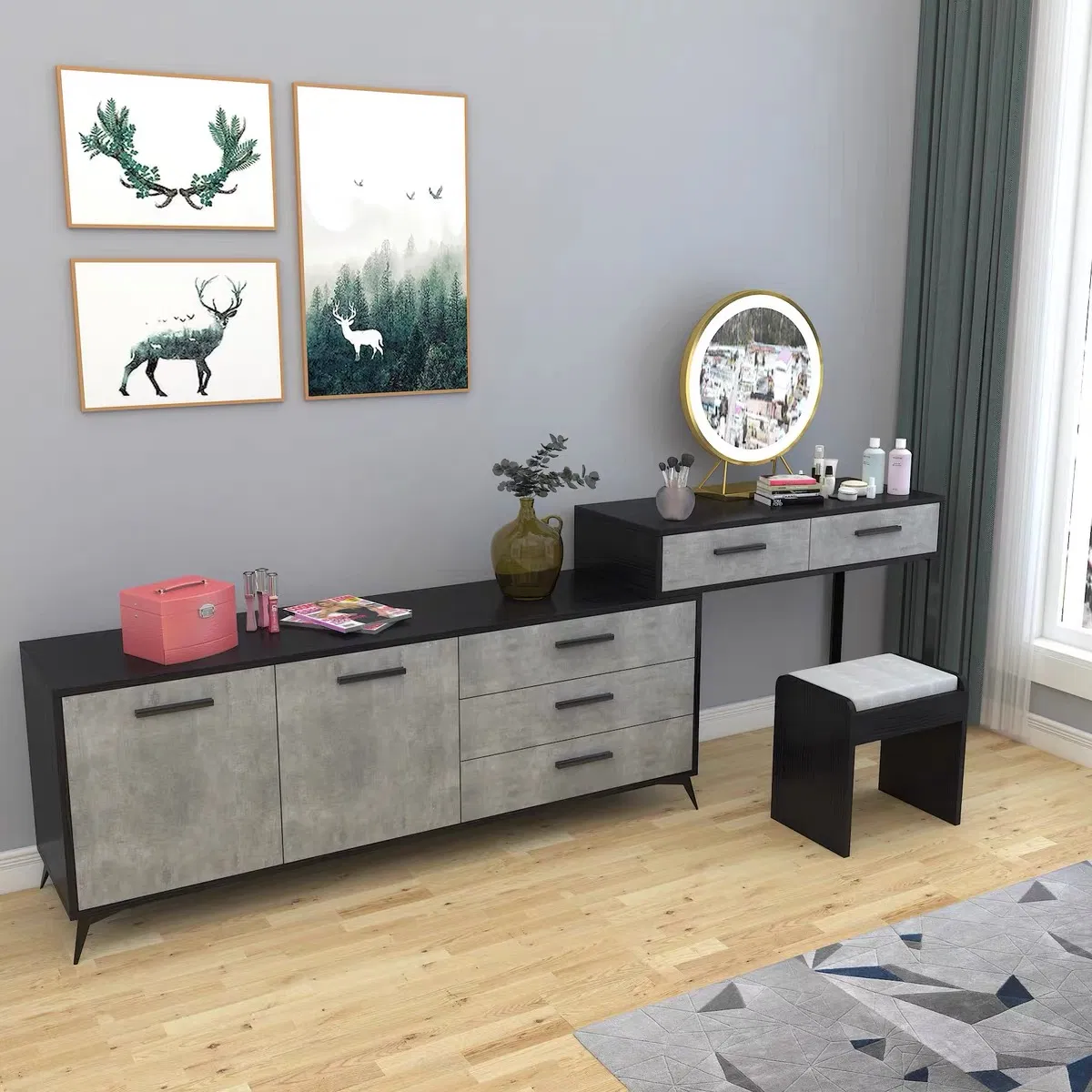 Wholesale Modern Make up Dresser Bedroom Furniture Vanity Dresser Black Dresser