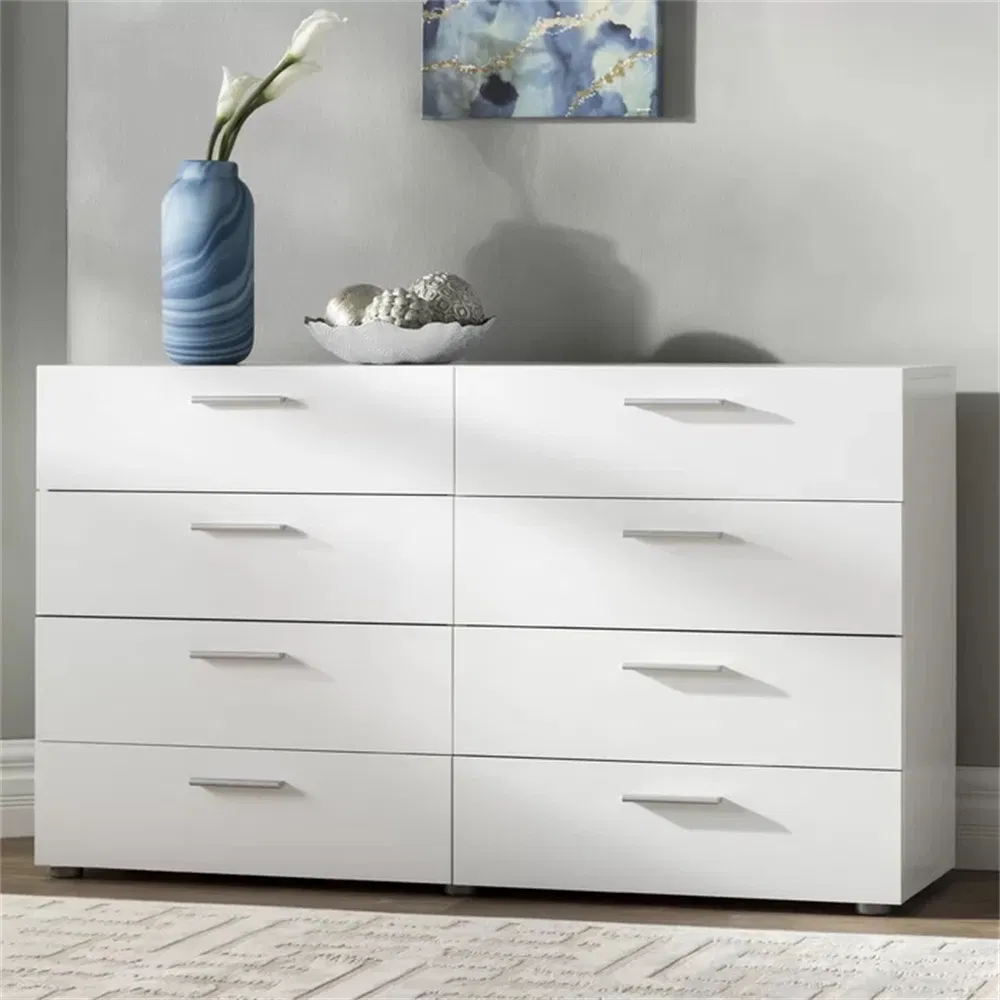 Easy to Push Wooden Home Furniture Bedroom Set White Chest of Drawers