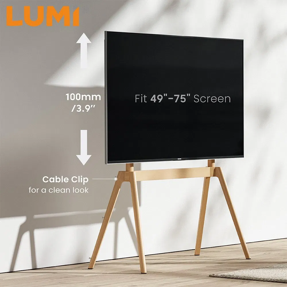 Modern Living Room Furniture Solid Wood Dark Walnut Four-Legged Easy Assembly Artistic Easel Studio TV Floor Display Stand