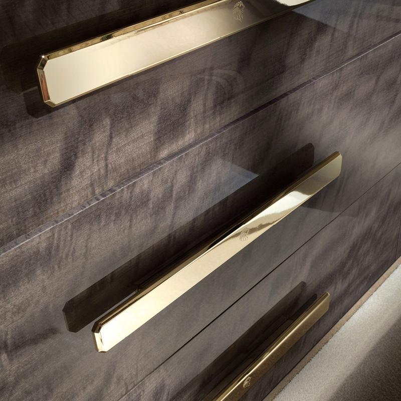 Modern Luxury Bedroom Dresser with Minimalist Furniture Design Stainless Steel Gold Leg &amp; Handle