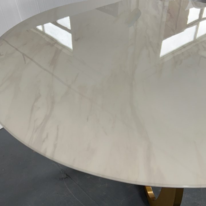 Elegant 1.4m Living Room Art Stainless Steel Gold Dining Table for Modern Homes