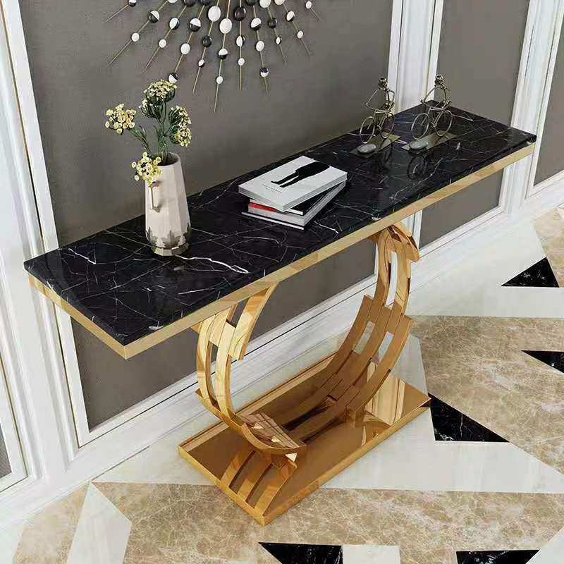 Luxury Modern Hotel Furniture Living Room Entryway Side Gold Metal Console Table