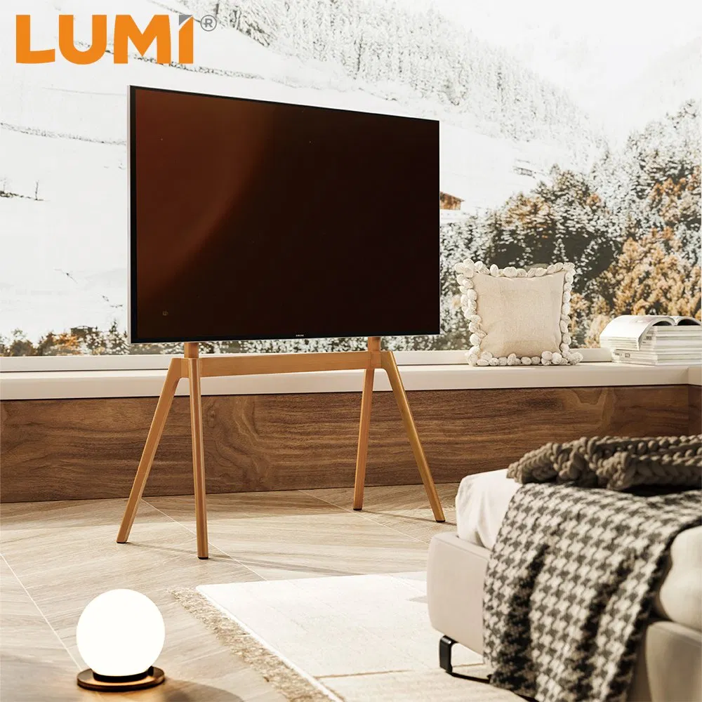 Modern Living Room Furniture Solid Wood Dark Walnut Four-Legged Easy Assembly Artistic Easel Studio TV Floor Display Stand