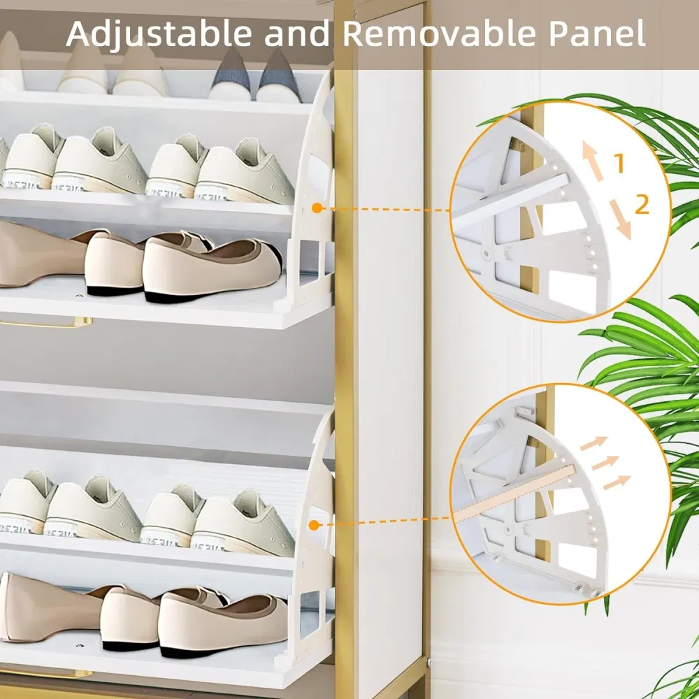 Modern Design Shoe Storage Cabinet with Flip Drawers Wooden Shoe Rack Cabinet for Entryway