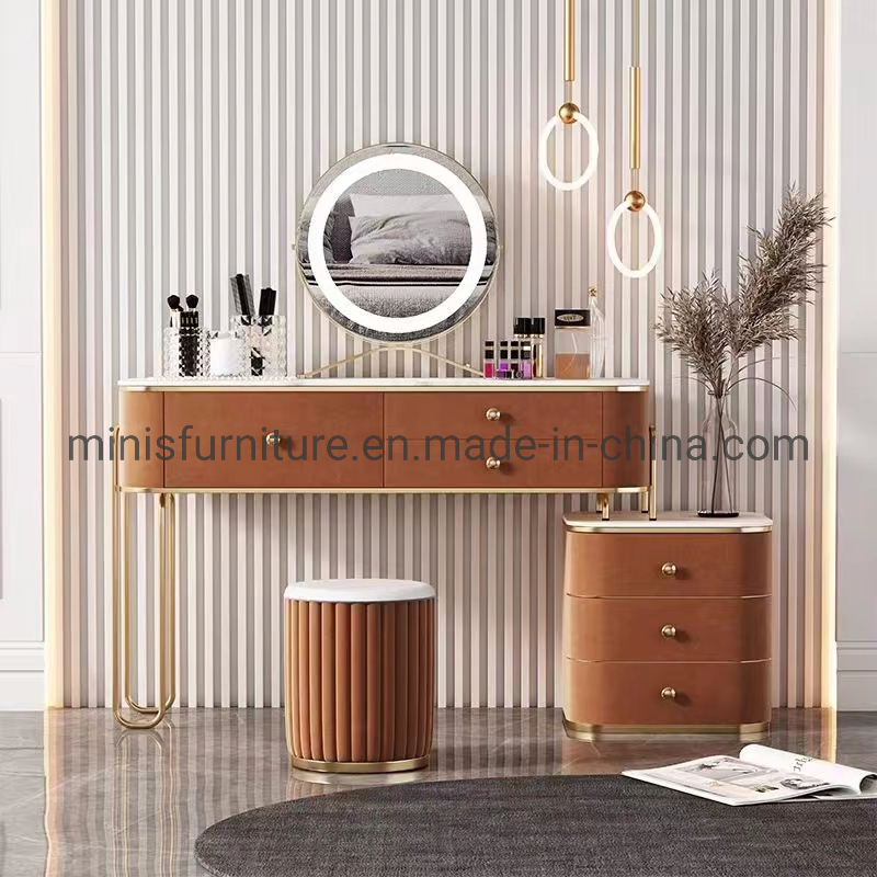 Modern Bedroom Marble Dressing Table Furniture White Dresser with Drawers