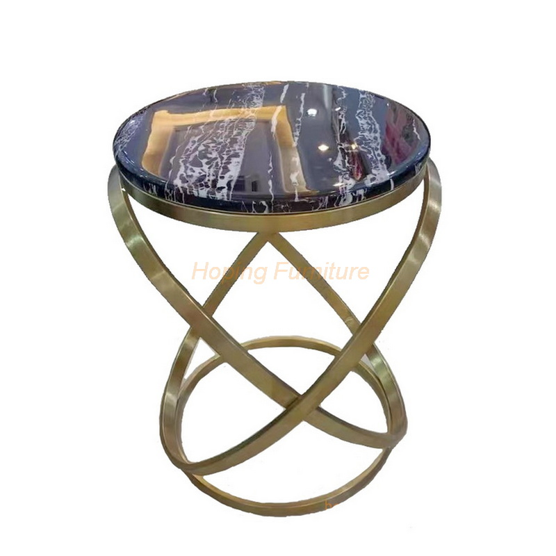 Night Club Entryway Hallway Marble Wedding Console Table with Gold Stainless Steel Legs