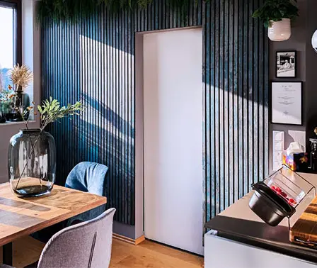 WPC panel application in living room wall decor