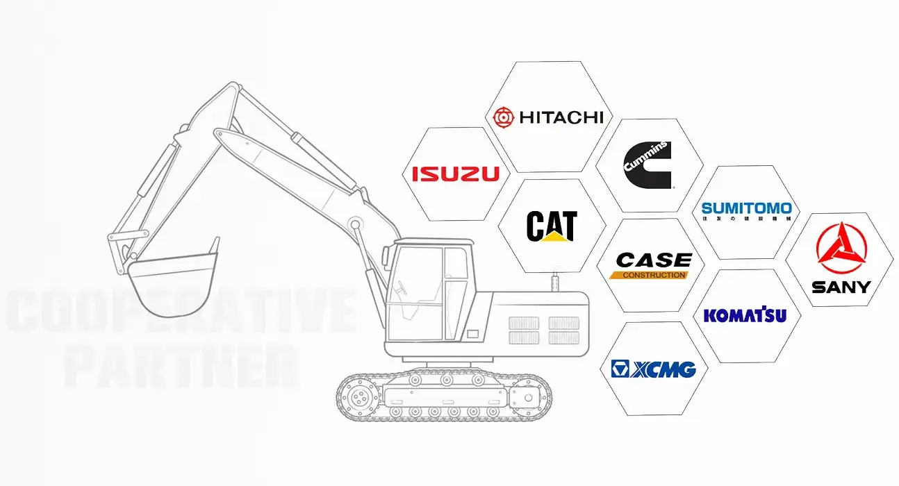 Excavator blueprint representing Qicheng cooperative partner brands