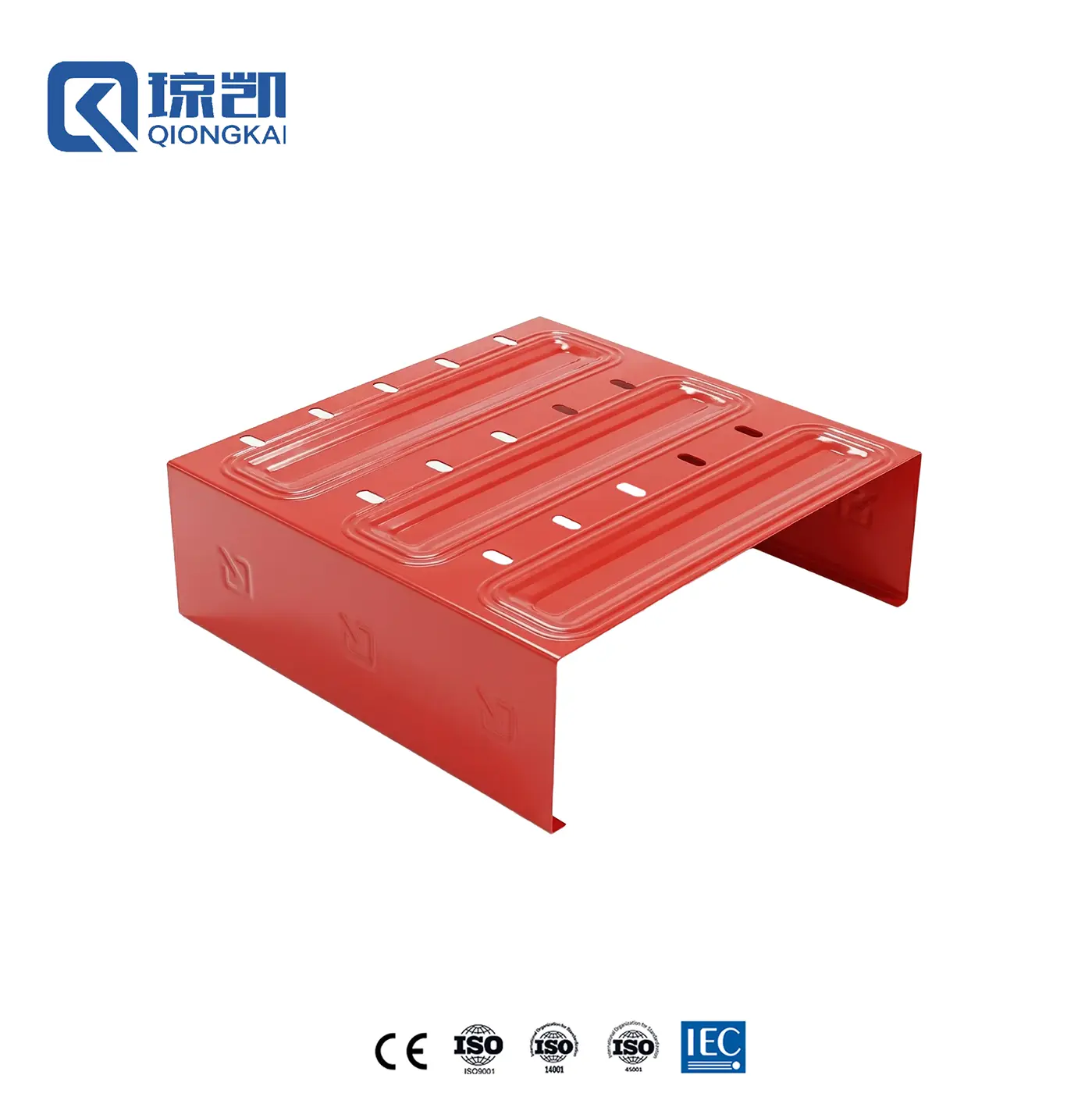 Wholesale Powder Coated Carbon Steel Cost Saving Heavy Duty Reinforced Molded Pre Galvanized Cable Tray with less perforation - RAL3020 Red 300*100 Factory, Factories