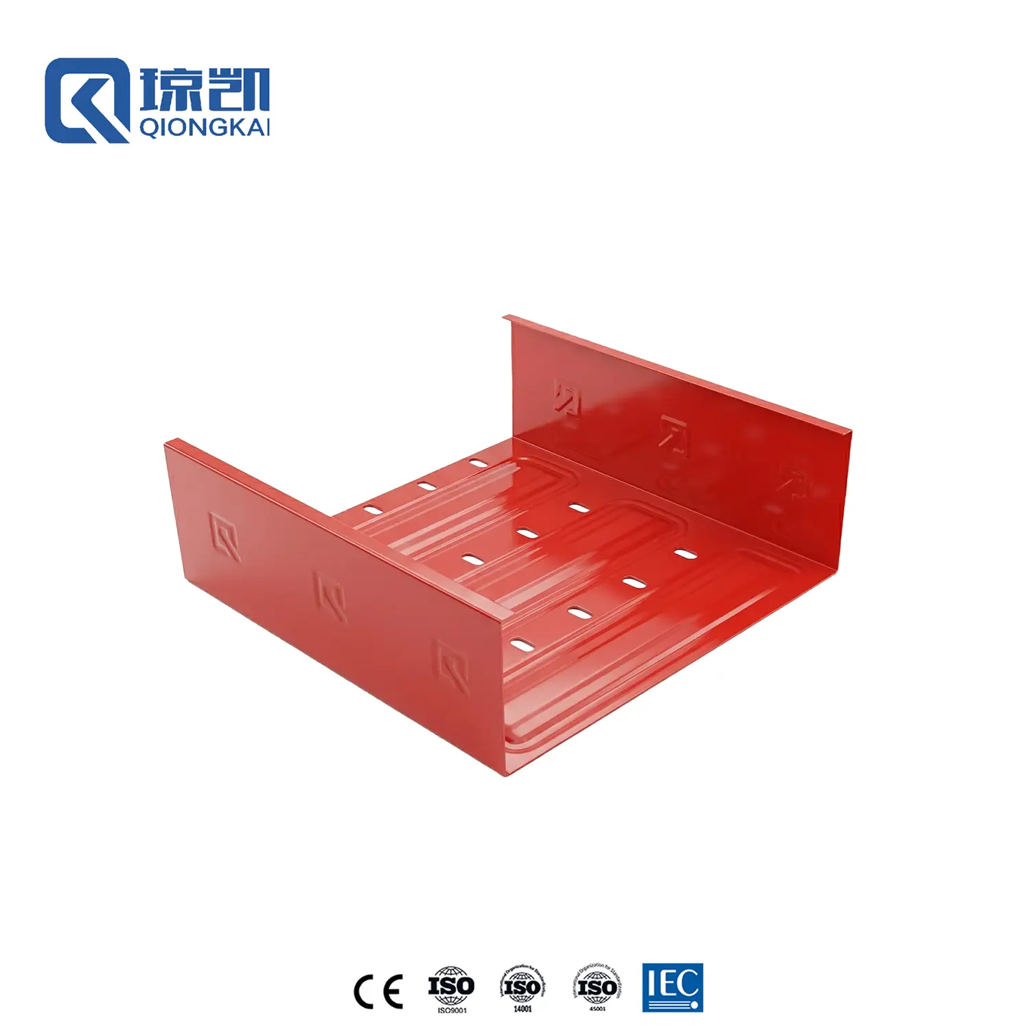 Wholesale Powder Coated Carbon Steel Cost Saving Heavy Duty Reinforced Molded Pre Galvanized Cable Tray with less perforation - RAL3020 Red 300*100 Factory, Factories