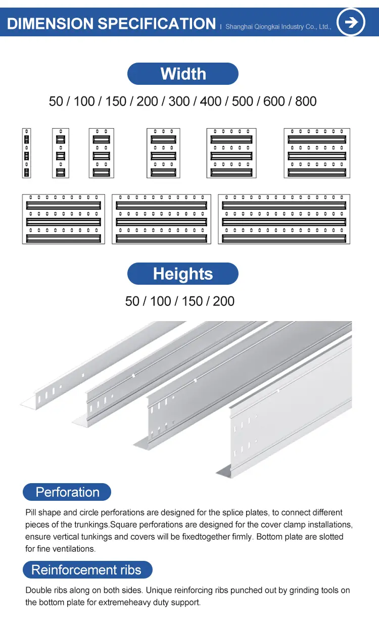 Wholesale Cost Saving Heavy Duty Reinforced Molded Pre Galvanized Cable Tray with less perforation 200*100 Factory, Price
