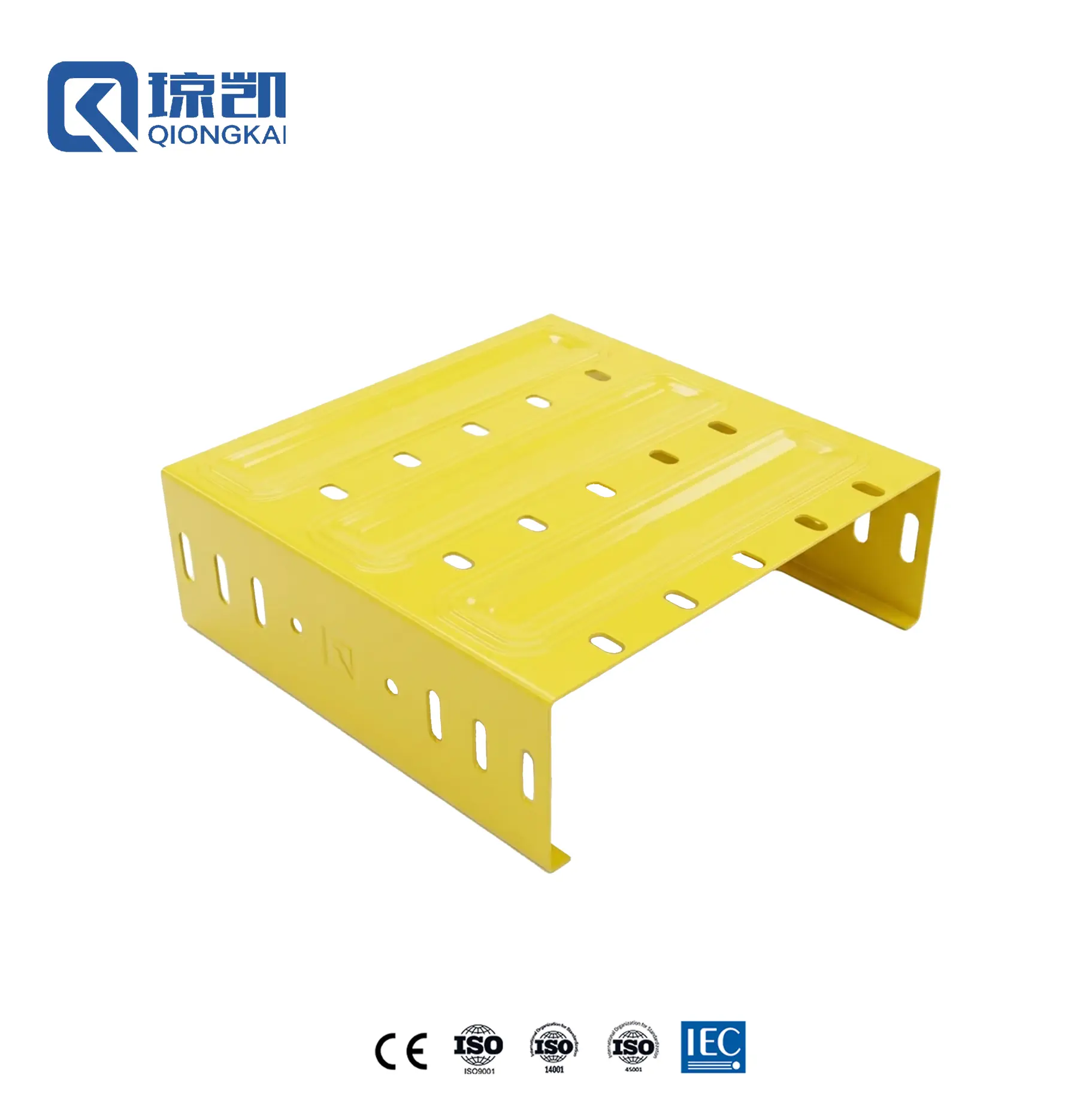 Buy Powder Coated Carbon Steel Cost Saving Heavy Duty Reinforced Molded Pre Galvanized Cable Tray with less perforation - RAL1080 Yellow 300*100 Manufacturers, Suppliers