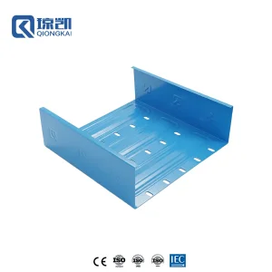 Wholesale Powder Coated Carbon Steel Cost Saving Heavy Duty Reinforced Molded Pre Galvanized Cable Tray with less perforation - RAL5015 Blue 300*100 Suppliers, Factories