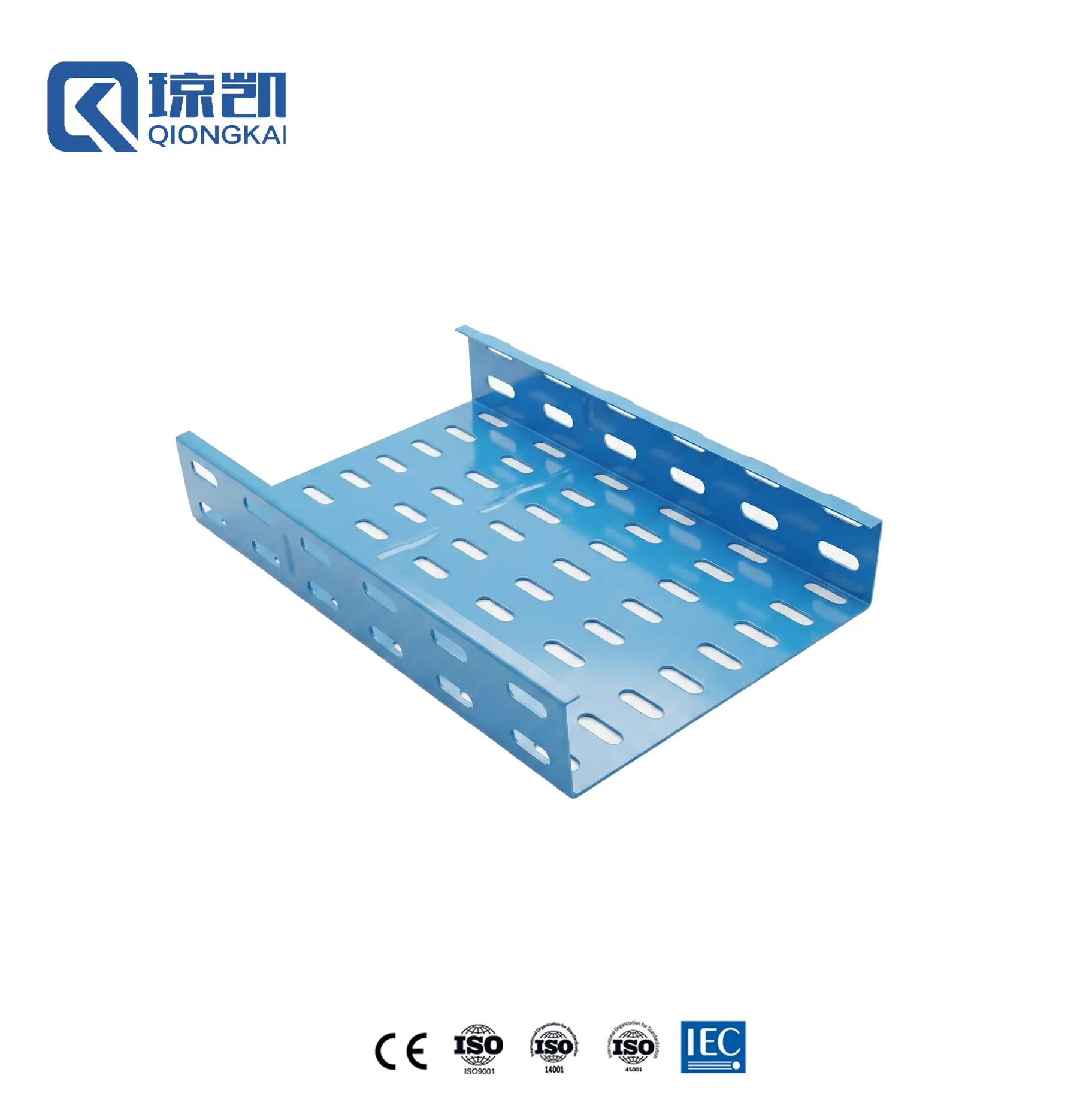 Wholesale Powder Coated Carbon Steel Pre Galvanized PG Cable Tray with Reinforce Ribs - RAL5015 Blue 200*50 Manufacturers, Factories