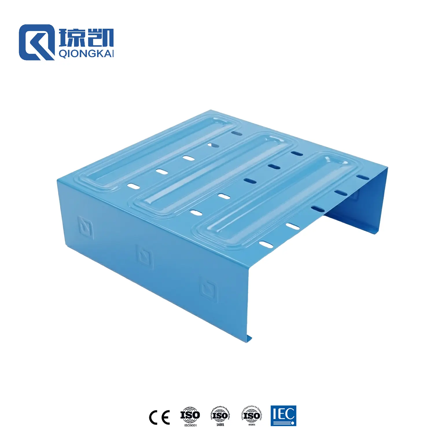 Wholesale Powder Coated Carbon Steel Cost Saving Heavy Duty Reinforced Molded Pre Galvanized Cable Tray with less perforation - RAL5015 Blue 300*100 Suppliers, Factories