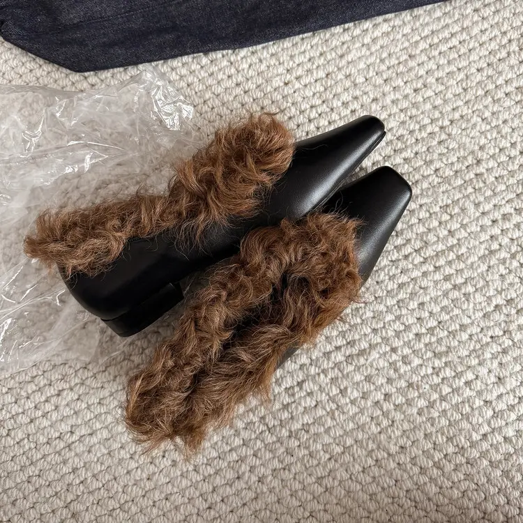 Custom Winter Wool Loafers: Slip-Resistant Furry Flats for Women Factory, Exporters