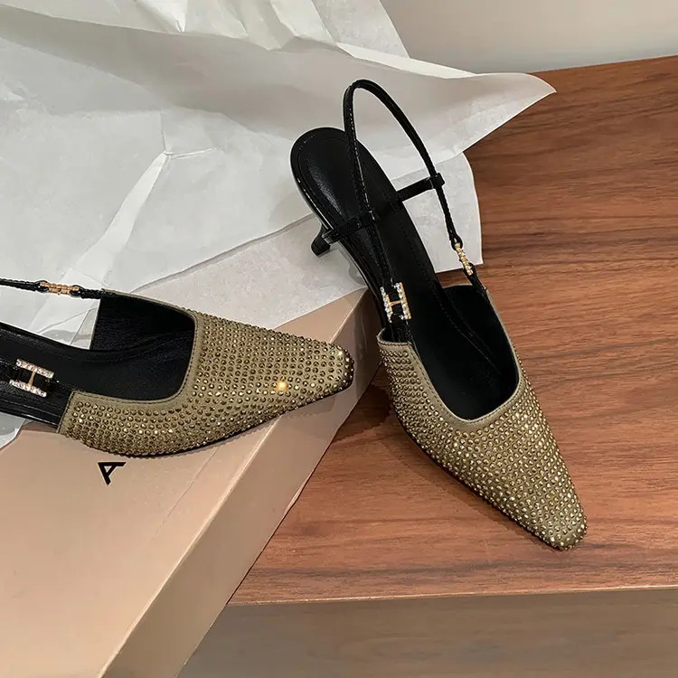 Custom Gold Glitter Slip-On Slingback Sandals for Women