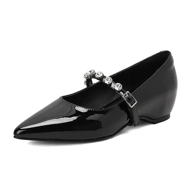 Best 4CM Hidden Heel Mary Jane Pumps Detachable Ankle Strap Glitter Manufacturer, Exporter