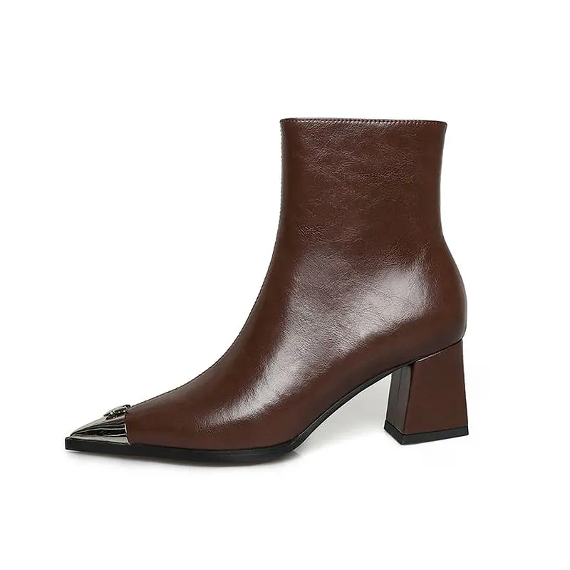 Wholesale Women's Western Ankle Boots: Cowhide, Fleece-Lined, Chunky Heel