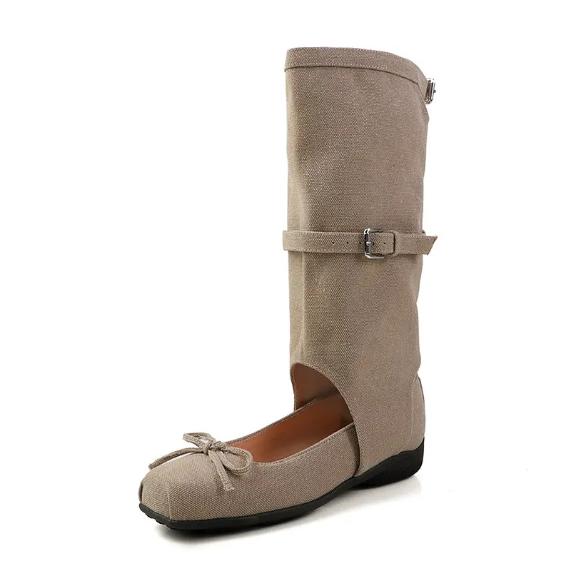 Best 2025 Custom Ballet Wedge Heel Mid-Calf Buckle Boots Manufacturers, Company