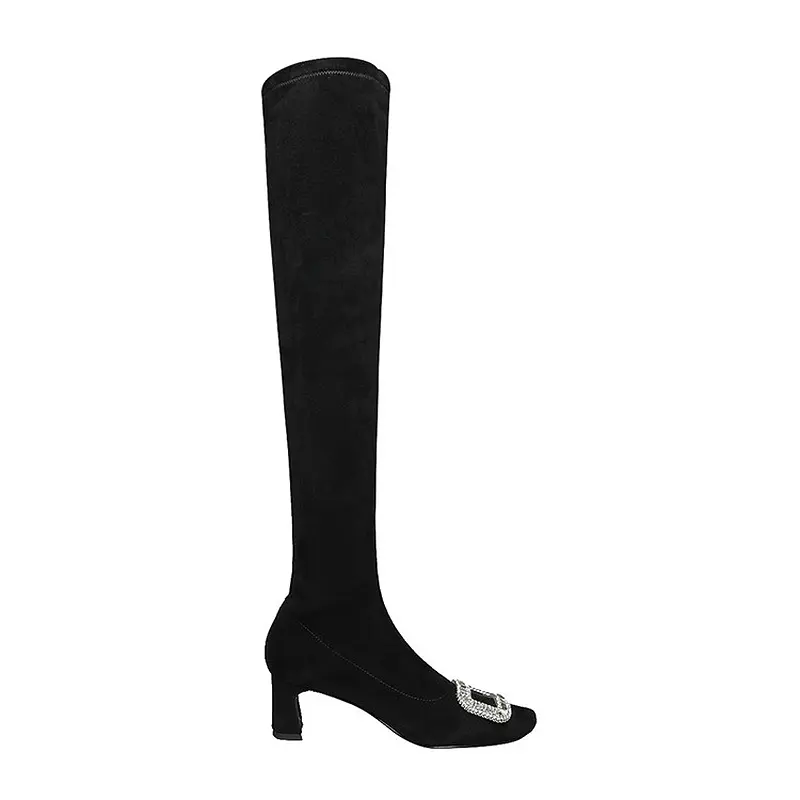 CE Certification Black Velvet Rhinestone Over-the-Knee Stiletto Boots Suppliers, Products