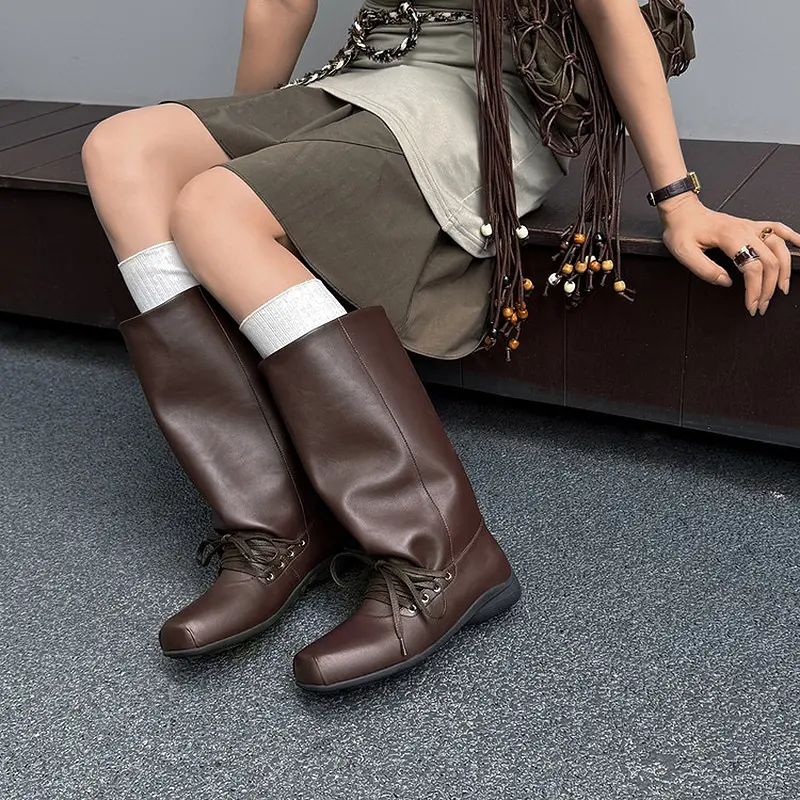 Best Q.L Codex Brown Leather Western Mid-Calf Pull-On Boots Suppliers, Products