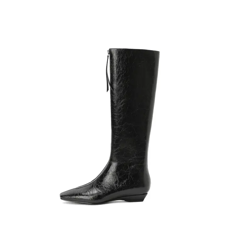 Best Square Toe Wedge Heel Knee High Boots Women Western Zip Closure Manufacturer, Companies