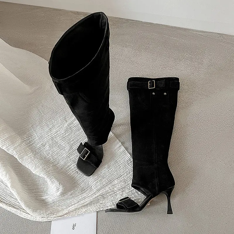 Spice Girl Style Open-Toe Knee-high Summer Boots (8)