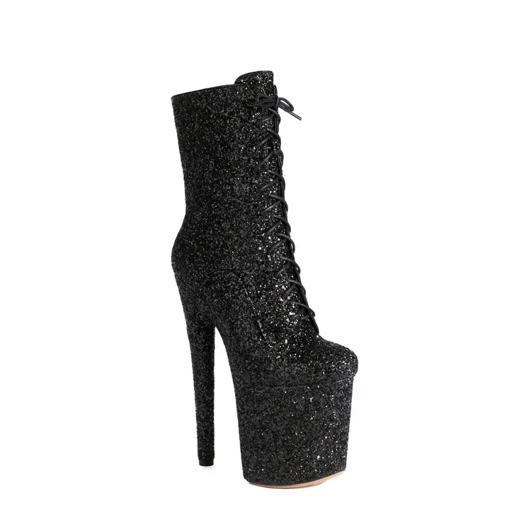 Famous Luxury 20cm Pleaser Platform Boots with Glitter Sequins Plus Size Manufacturers, Service