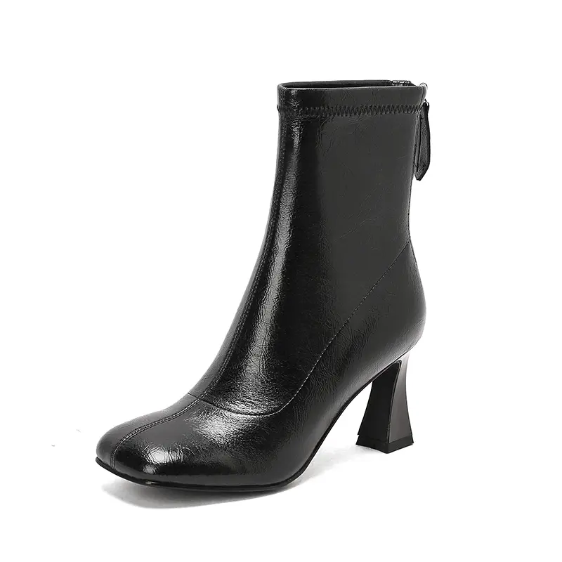 Custom OEM Women's Chunky Ankle Boots ZIP TPR Sole Autumn