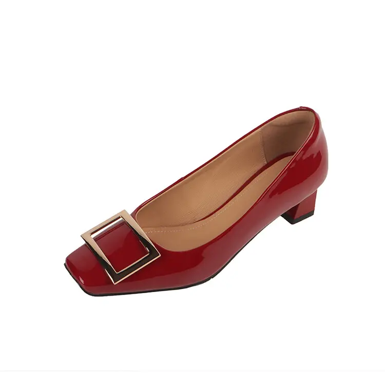 Best RV-style Artisan Crafted Square Buckle Ballet Pumps Block Heel Manufacturer, Exporter