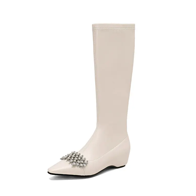 Cheap CE&ROHS Certified Winter Wedge Knee High Boots with Rhinestone Factories, Product