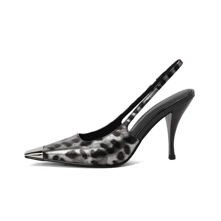 OEM Luxury Brown Leopard Patent Leather Western Pumps 9cm Stiletto Factories, Product