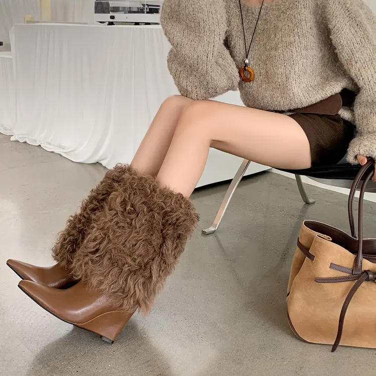 High-Quality Women's Wool Mid-Calf Boots with Wedge Heel Quotes, Company