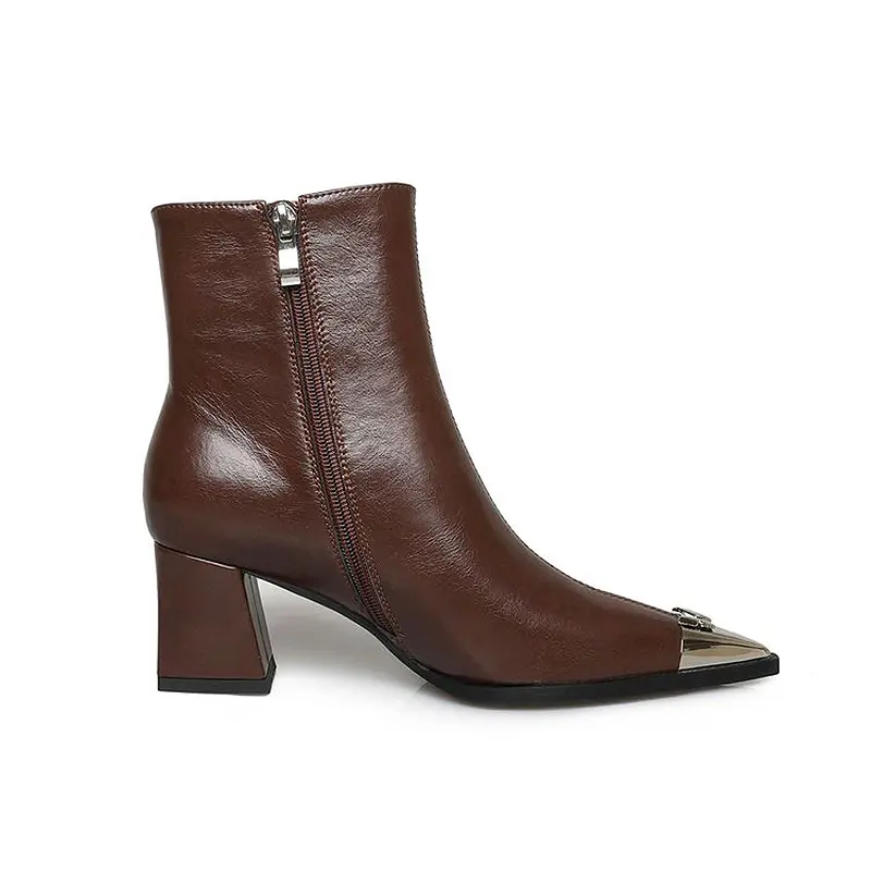 Wholesale Women's Western Ankle Boots: Cowhide, Fleece-Lined, Chunky Heel