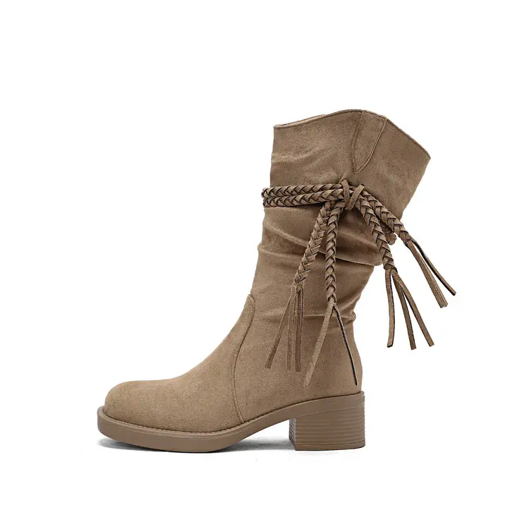 Discount Women's Custom Distressed Fringe Lace Cowboy Boots CE ROHS Mid-Calf Quotes, Companies