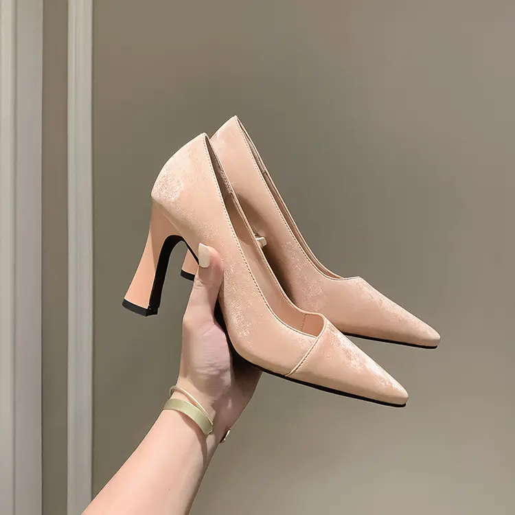 Wholesale Apricot Korea Style Women's Pumps: Genuine Leather Slip-Ons Suppliers, Company